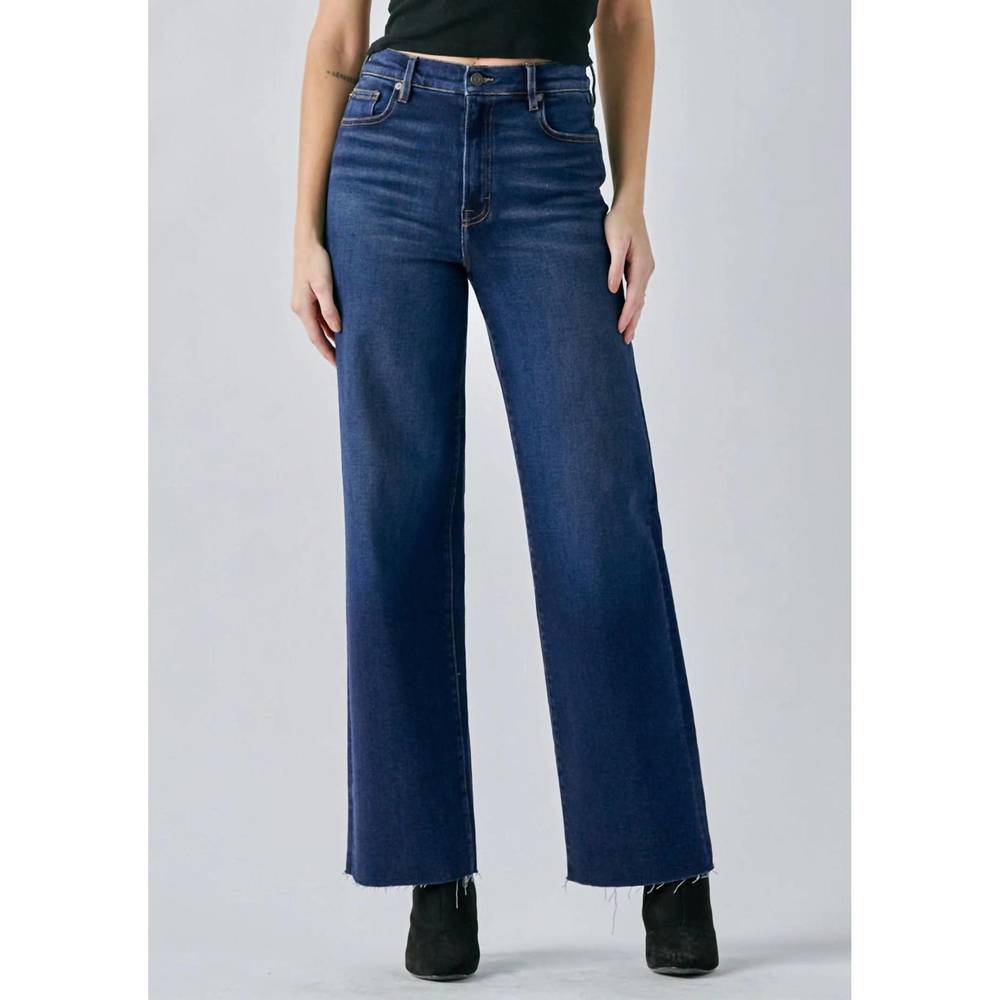 High-Rise Wide Leg Jeans in Dark Blue
